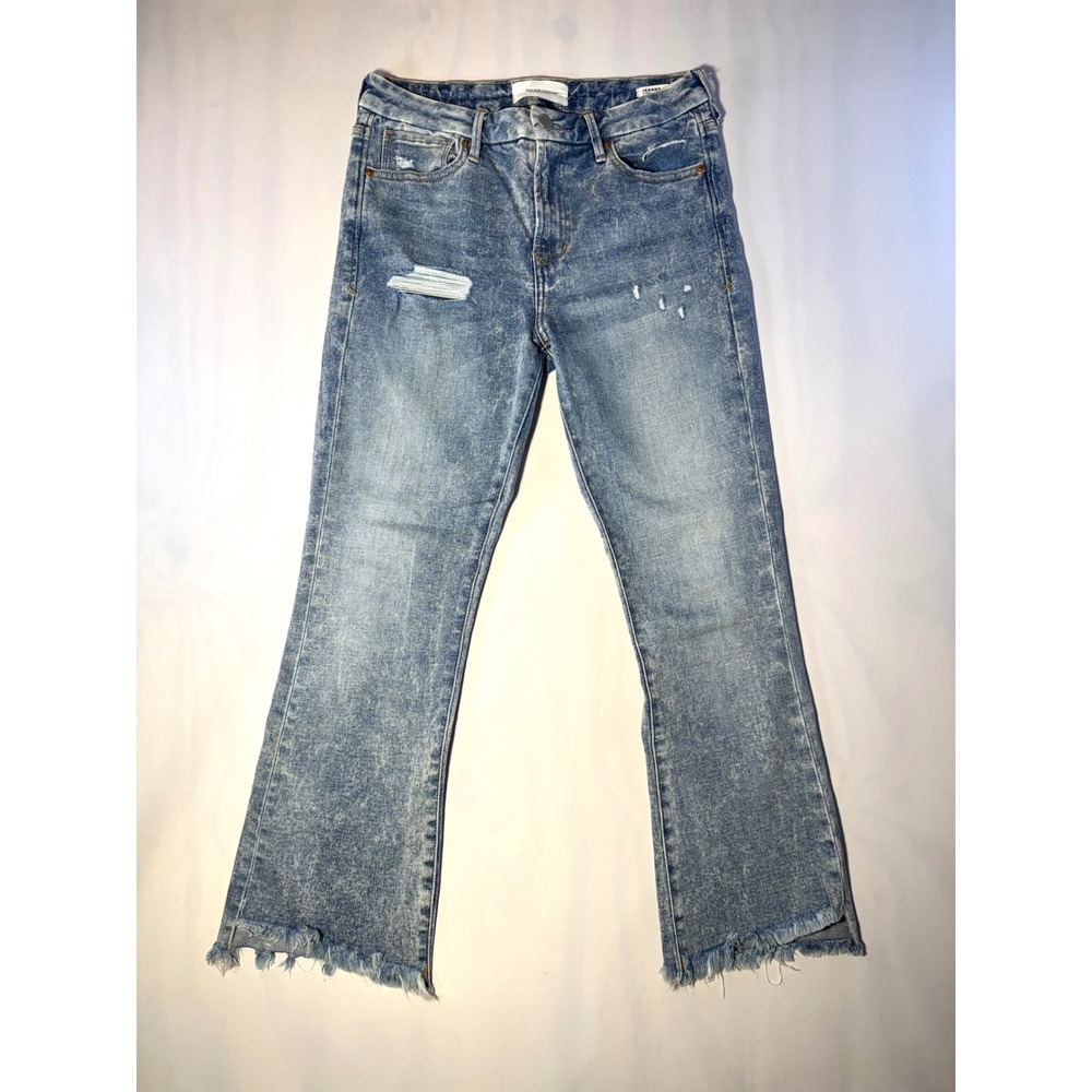 Dear John Jeanne Flare Jeans 28 Acid Wash Raw Hem Distressed